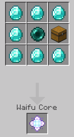 Crafting recipe for Waifu Core.