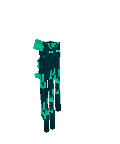 Glowing teal creature model.
