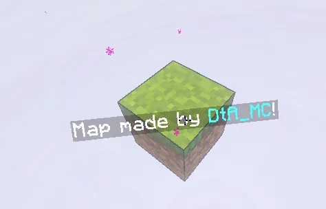 Single grass block floating in sky.