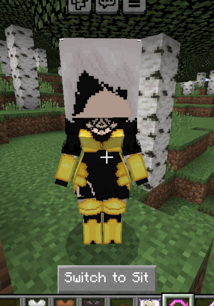 Anime character mod in a blocky forest.