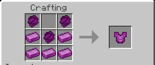 Crafting recipe for Veilnium chestplate.