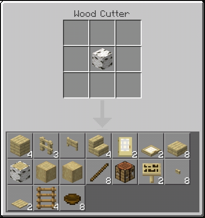 Wood Cutter crafting interface.