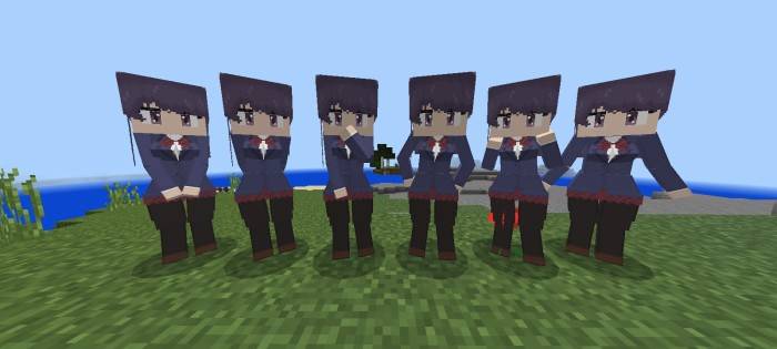 Anime-style characters in blocky game.