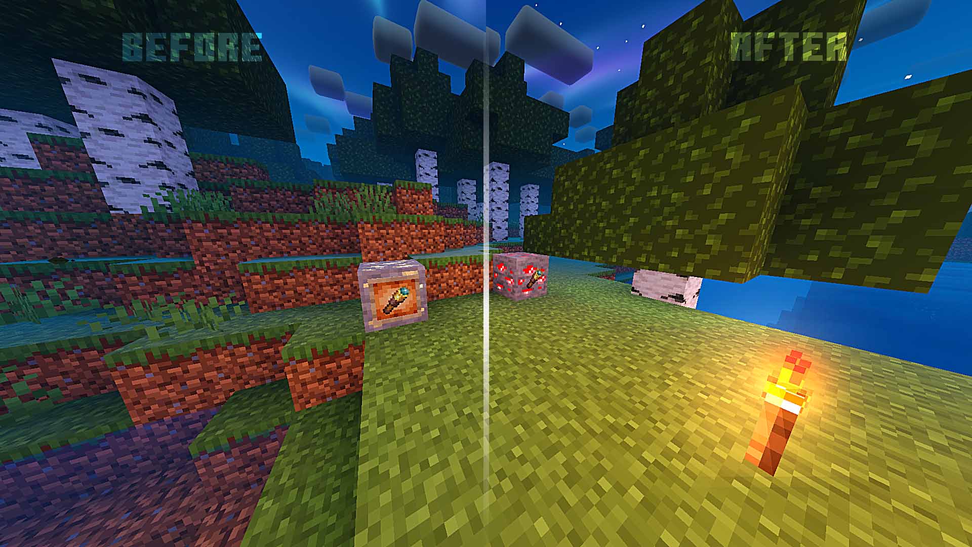 Item frames before and after invisibility.