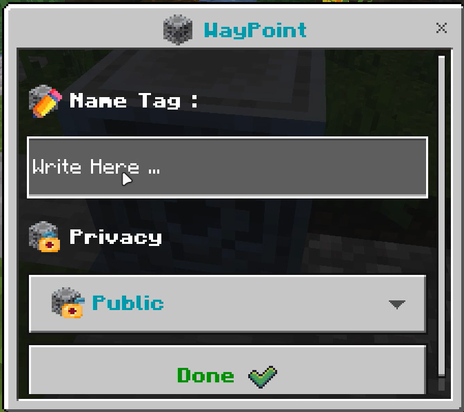 Waypoint settings interface.