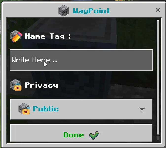 Waypoint settings interface.