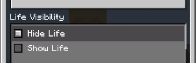 Life visibility settings toggle.