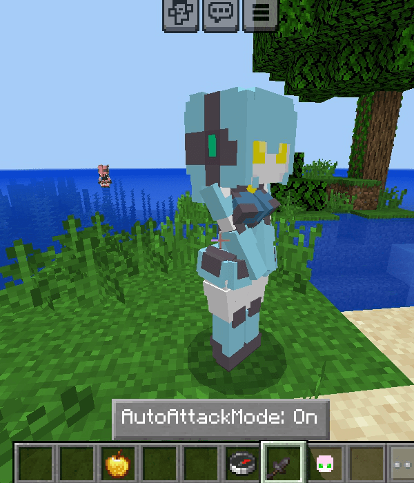 Robot character in game with UI overlay.