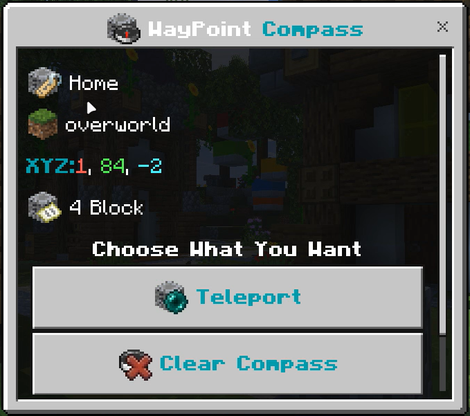 Teleport menu with coordinates and options.