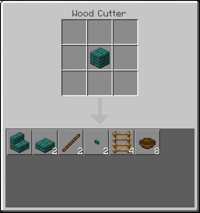Wood Cutter crafting interface display.