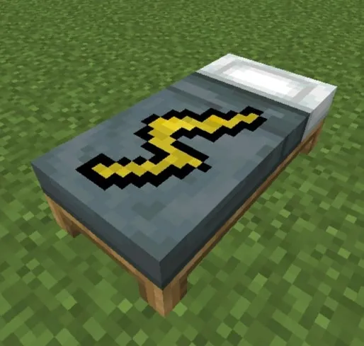 Bed with yellow zigzag pattern.