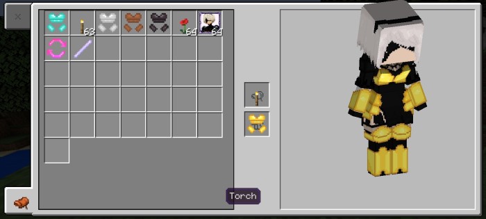 Anime character skin in inventory.