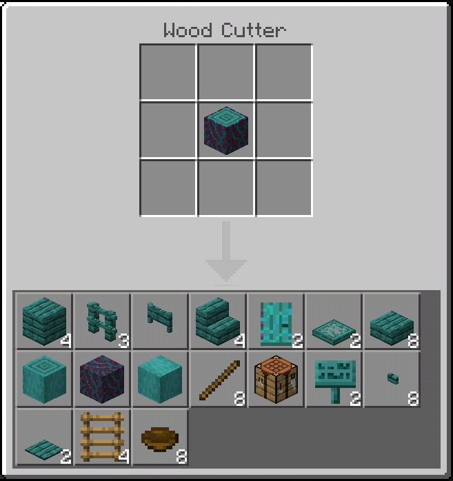 Wood Cutter crafting interface view.