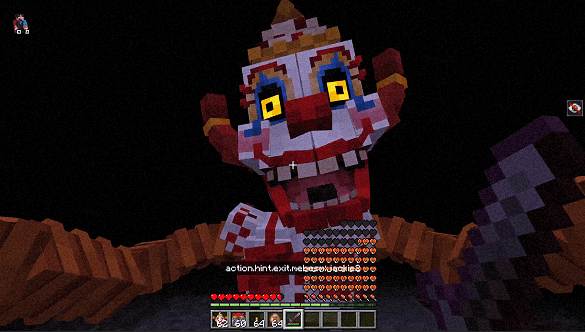 Creepy clown character in a game scene.