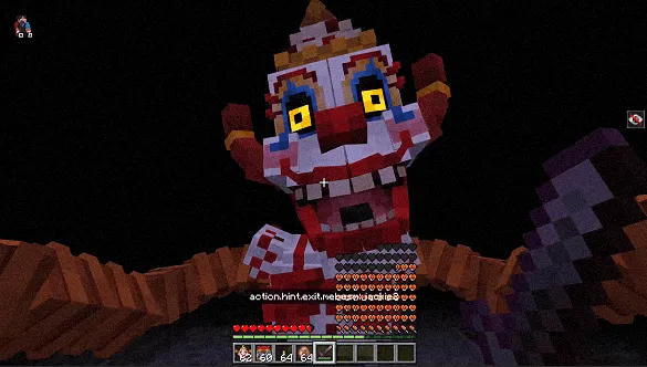 Creepy clown character in a game scene.