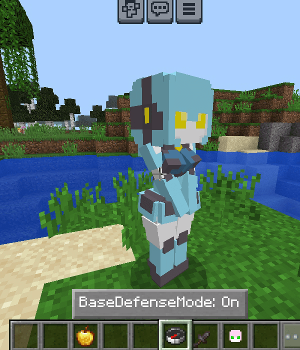 Robot character in defense mode.
