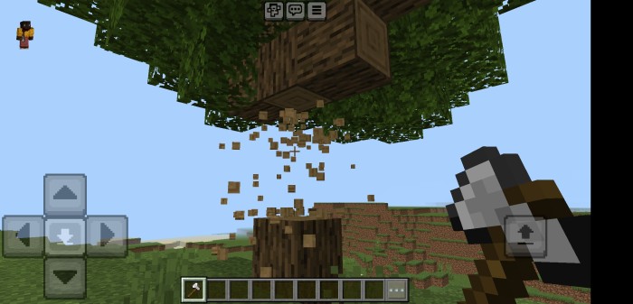 Chopping tree with axe in a game mod.