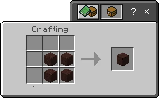 Crafting recipe for lava sponge.