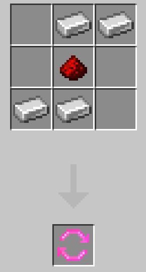 Crafting recipe with pink icon result.