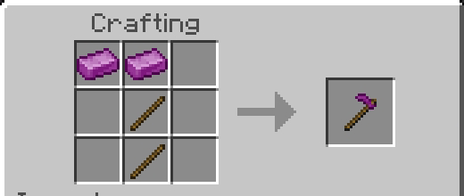 Crafting Veilnium pickaxe recipe.