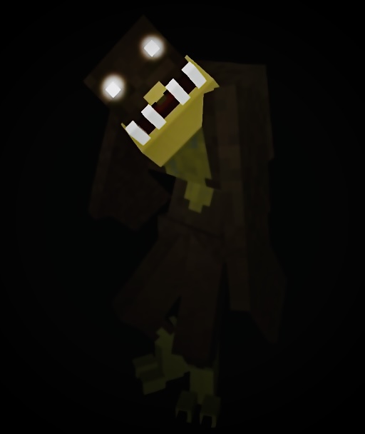 A glowing-eyed creature in darkness.