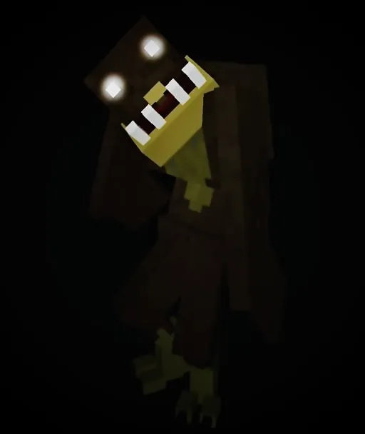 A glowing-eyed creature in darkness.