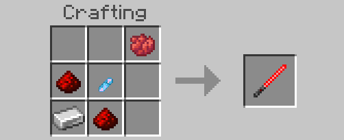 Crafting red lightsaber with items.