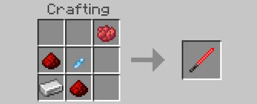 Crafting red lightsaber with items.