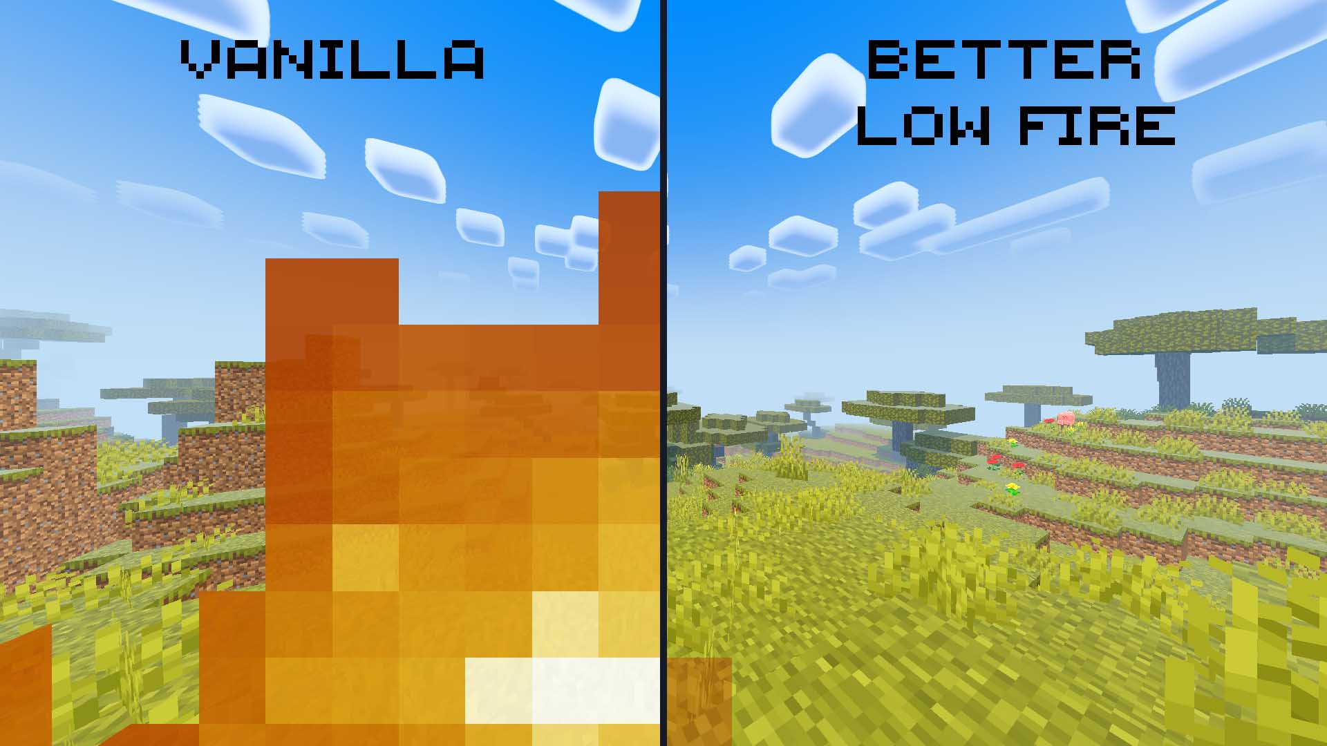 Side-by-side fire height comparison.