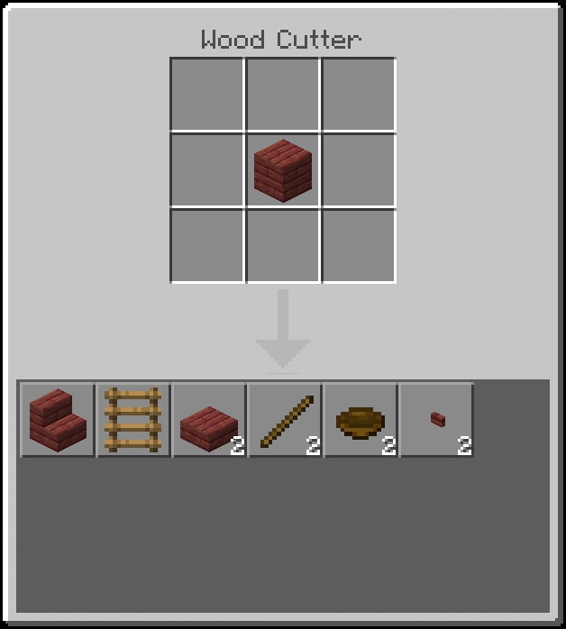 Wood Cutter crafting interface display.