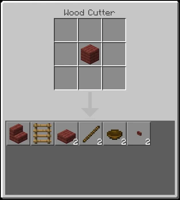 Wood Cutter crafting interface display.