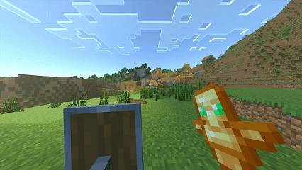 First-person view totem and shield.