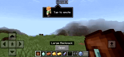 Player using large backpack addon.
