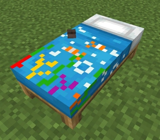 Colorful pixelated bed design.