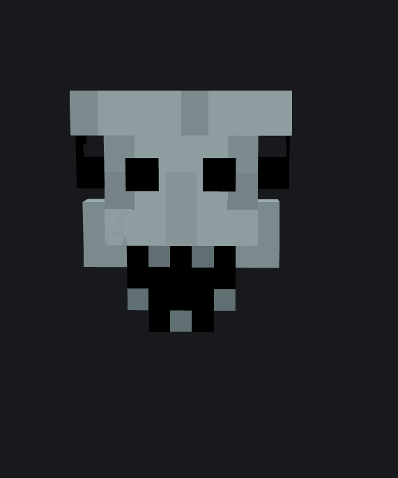 Pixelated skull with black eyes.