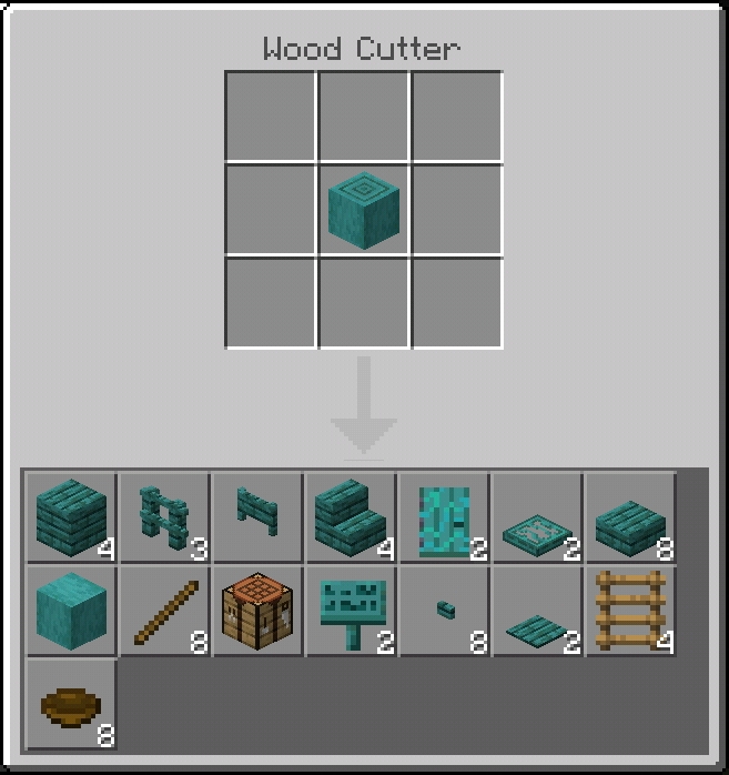 Crafting interface with wood block.