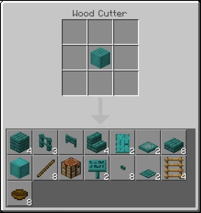 Crafting interface with wood block.