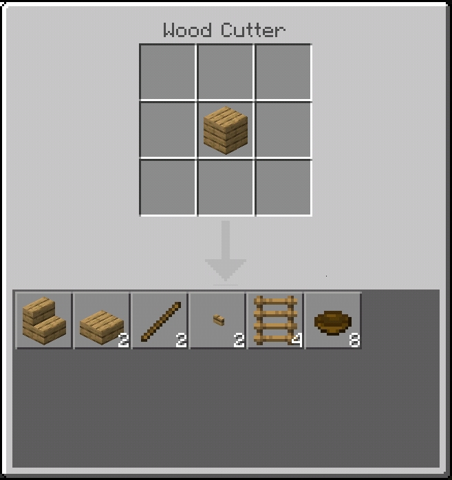 Wood Cutter crafting interface.