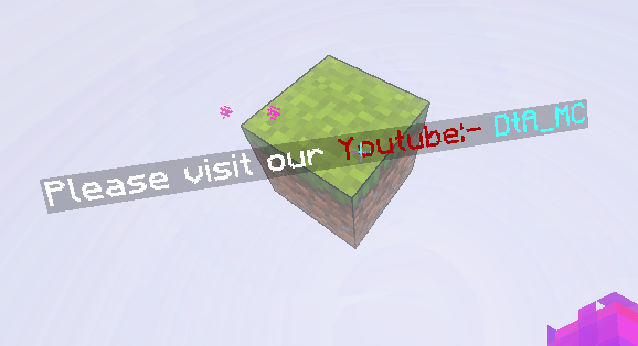 Floating grass block with YouTube text.