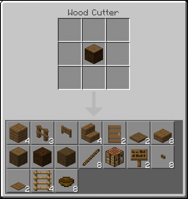 Crafting wooden items from a log.