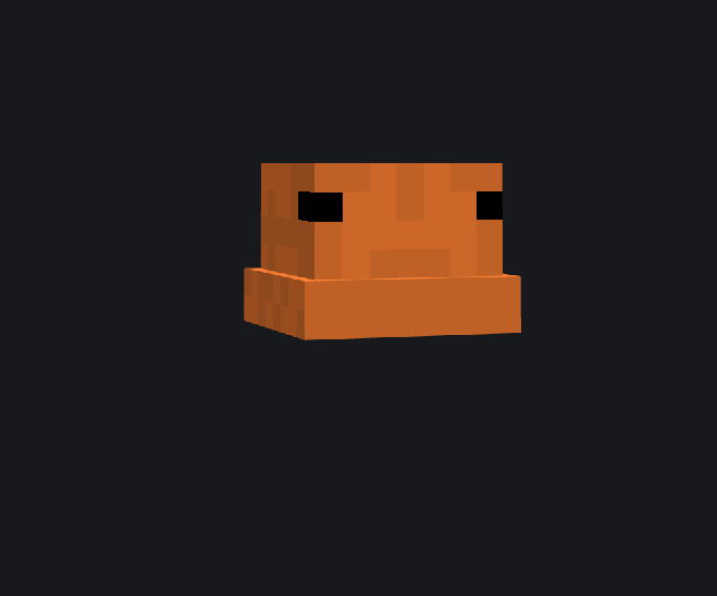 Blocky orange creature head.