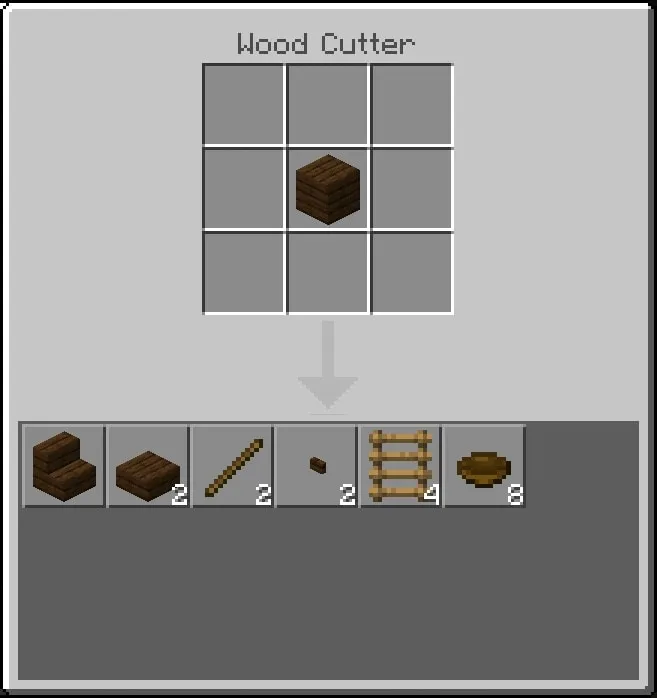 Wood Cutter crafting interface.