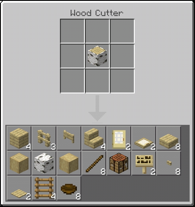 Wood Cutter crafting interface.