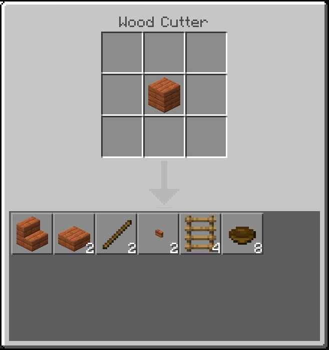 Wood Cutter crafting interface.