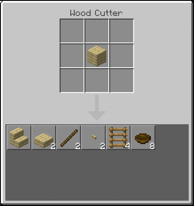 Wood Cutter crafting interface.