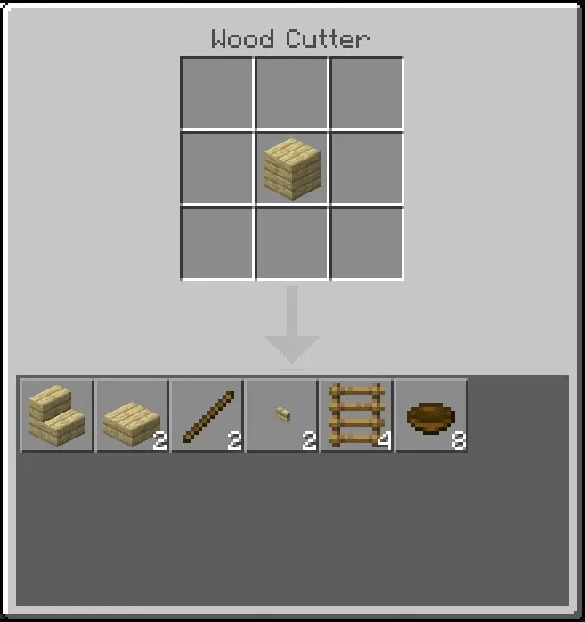 Wood Cutter crafting interface.
