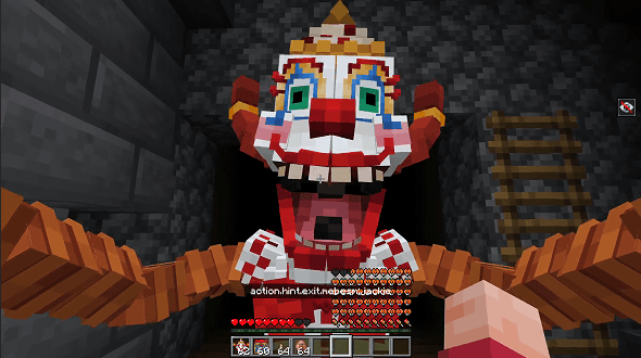 Jackie character jumpscare in Minecraft.