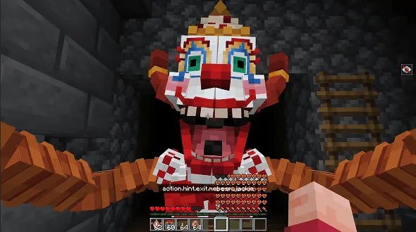 Jackie character jumpscare in Minecraft.