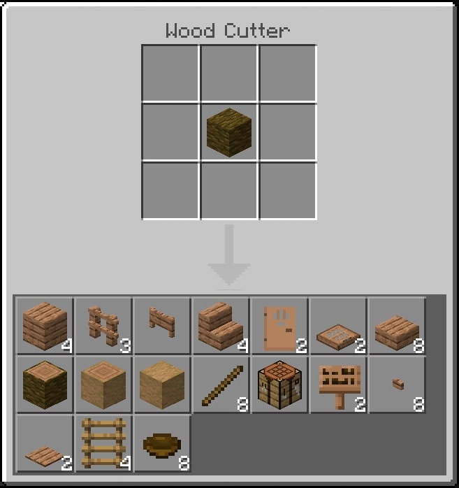Crafting wooden items from a log.