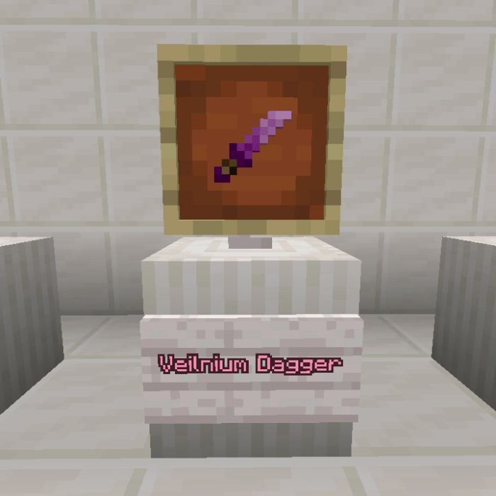 Veilnium Dagger displayed in a frame.